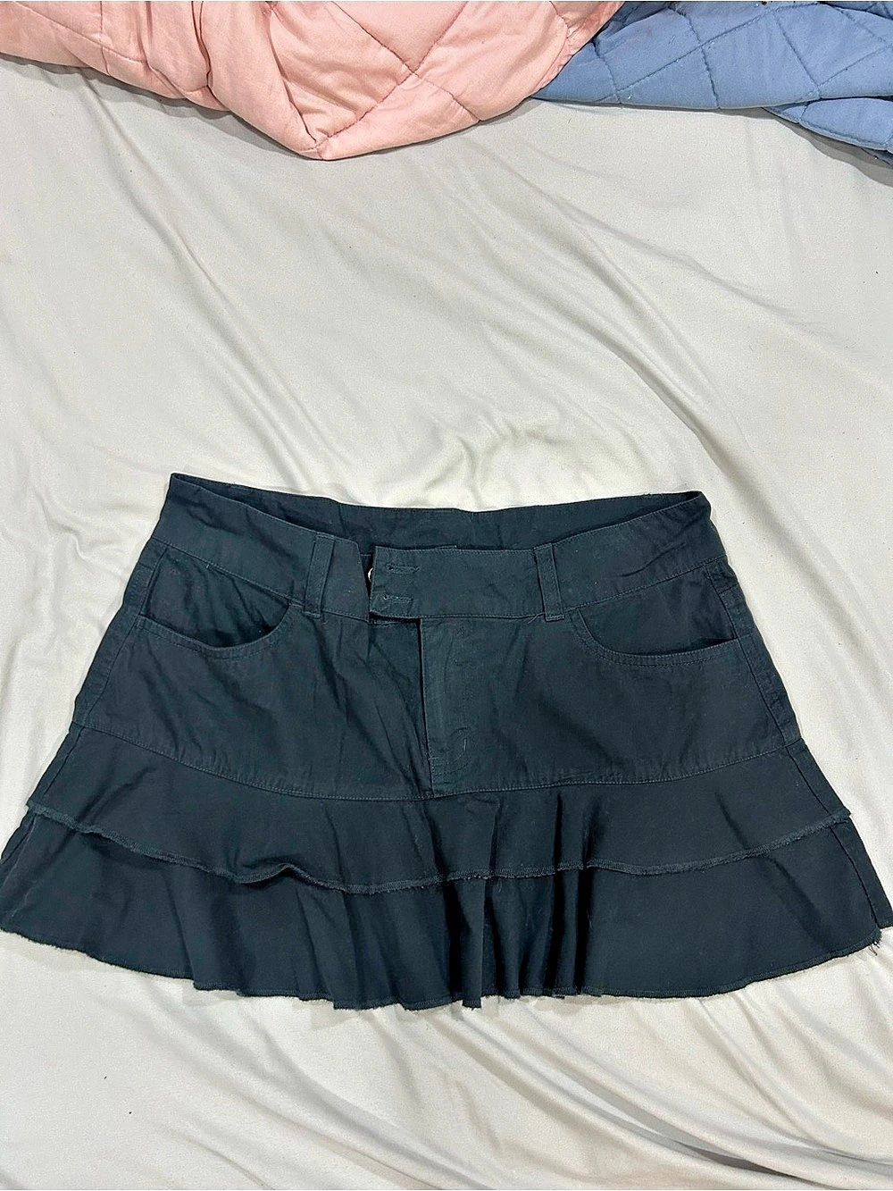 725 Originals Black Ruffle Mini Skirt